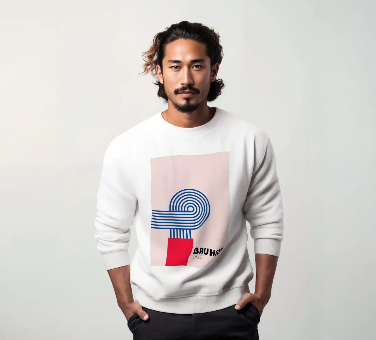 Bauhaus Style Abstract Lines Graphic Art Print Sweatshirt von NorwesClub