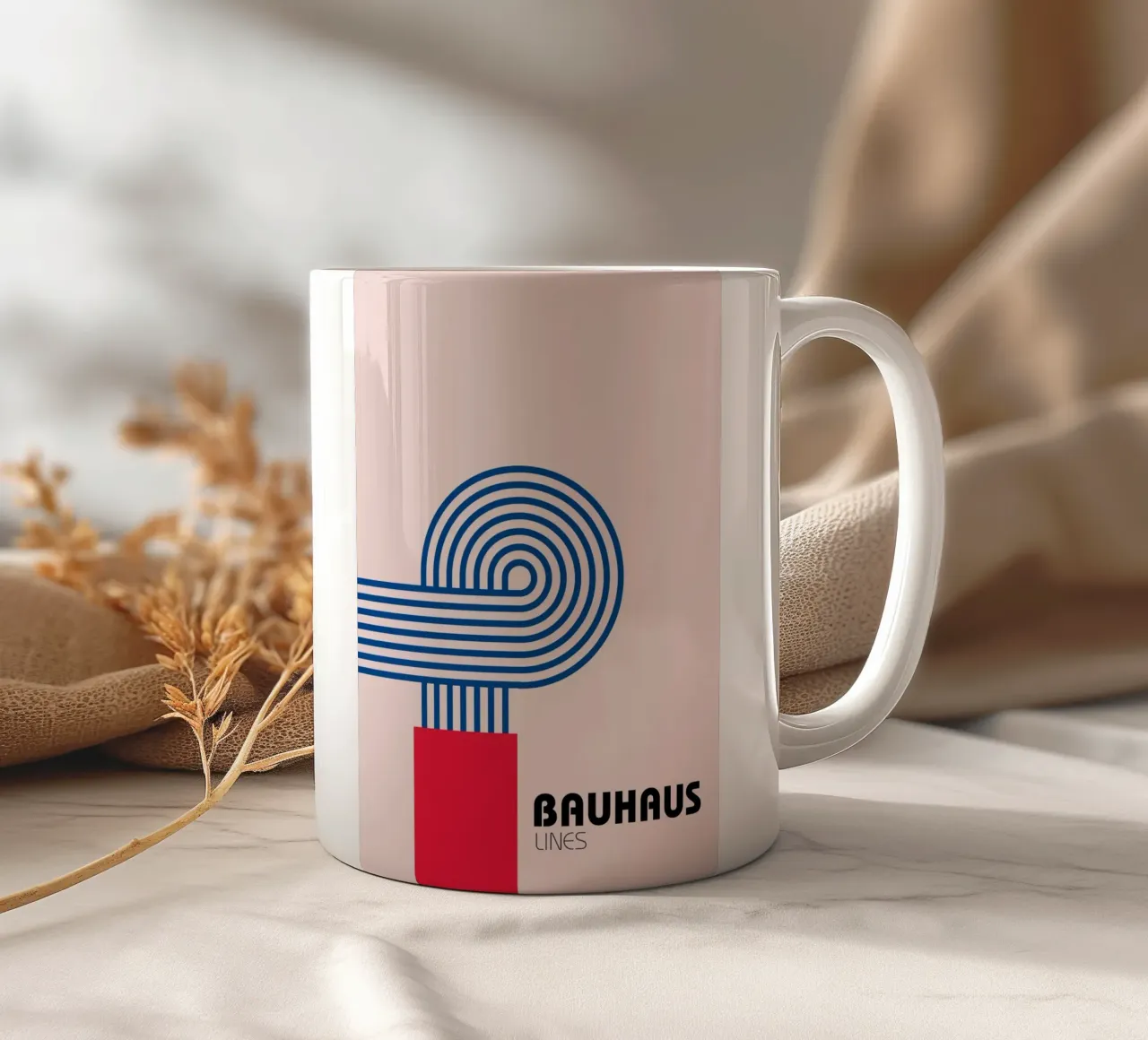 Bauhaus Style Abstract Lines Graphic Art Print Keramik Tasse von NorwesClub