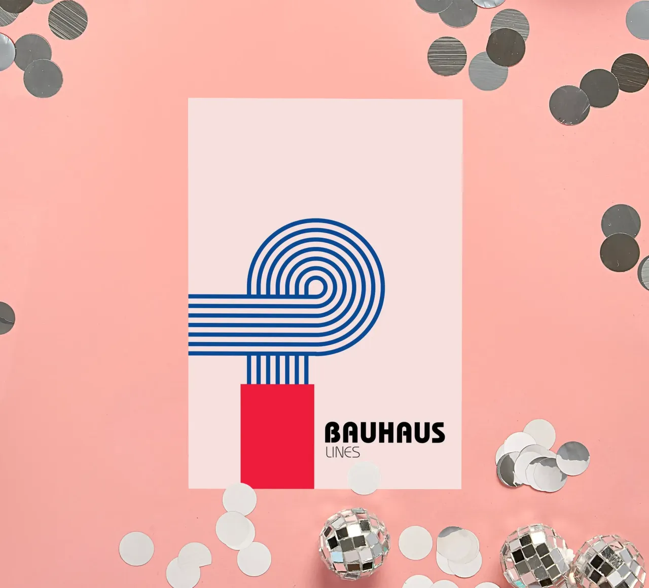 Bauhaus Style Abstract Lines Graphic Art Print Sticker von NorwesClub