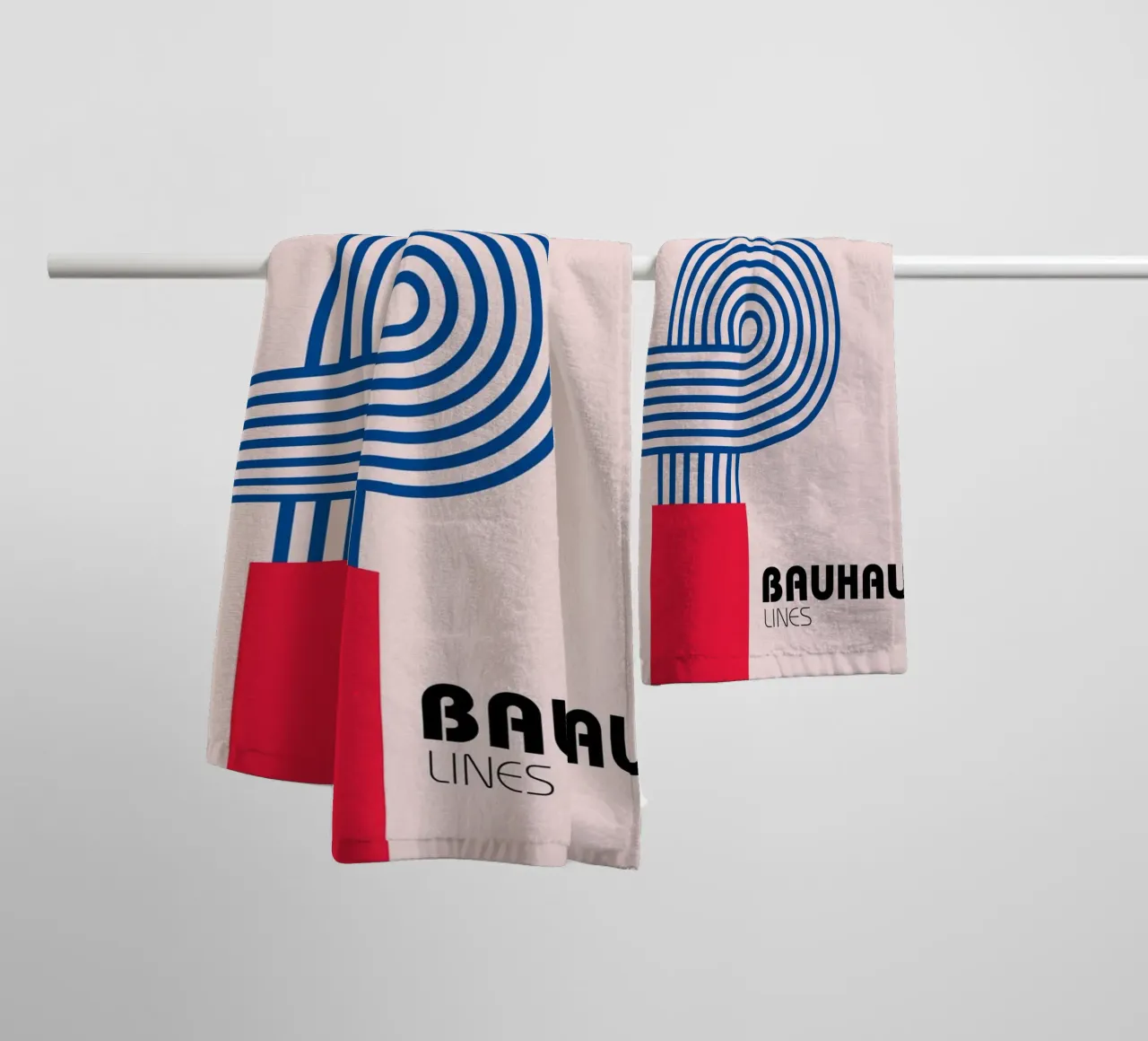 Bauhaus Style Abstract Lines Graphic Art Print towel by NorwesClub