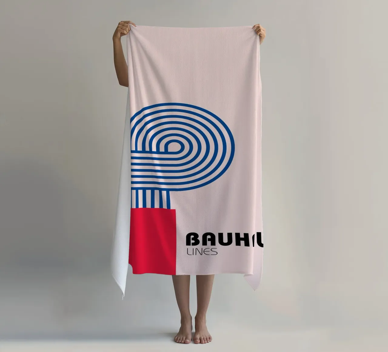 Bauhaus Style Abstract Lines Graphic Art Print beach towel by NorwesClub