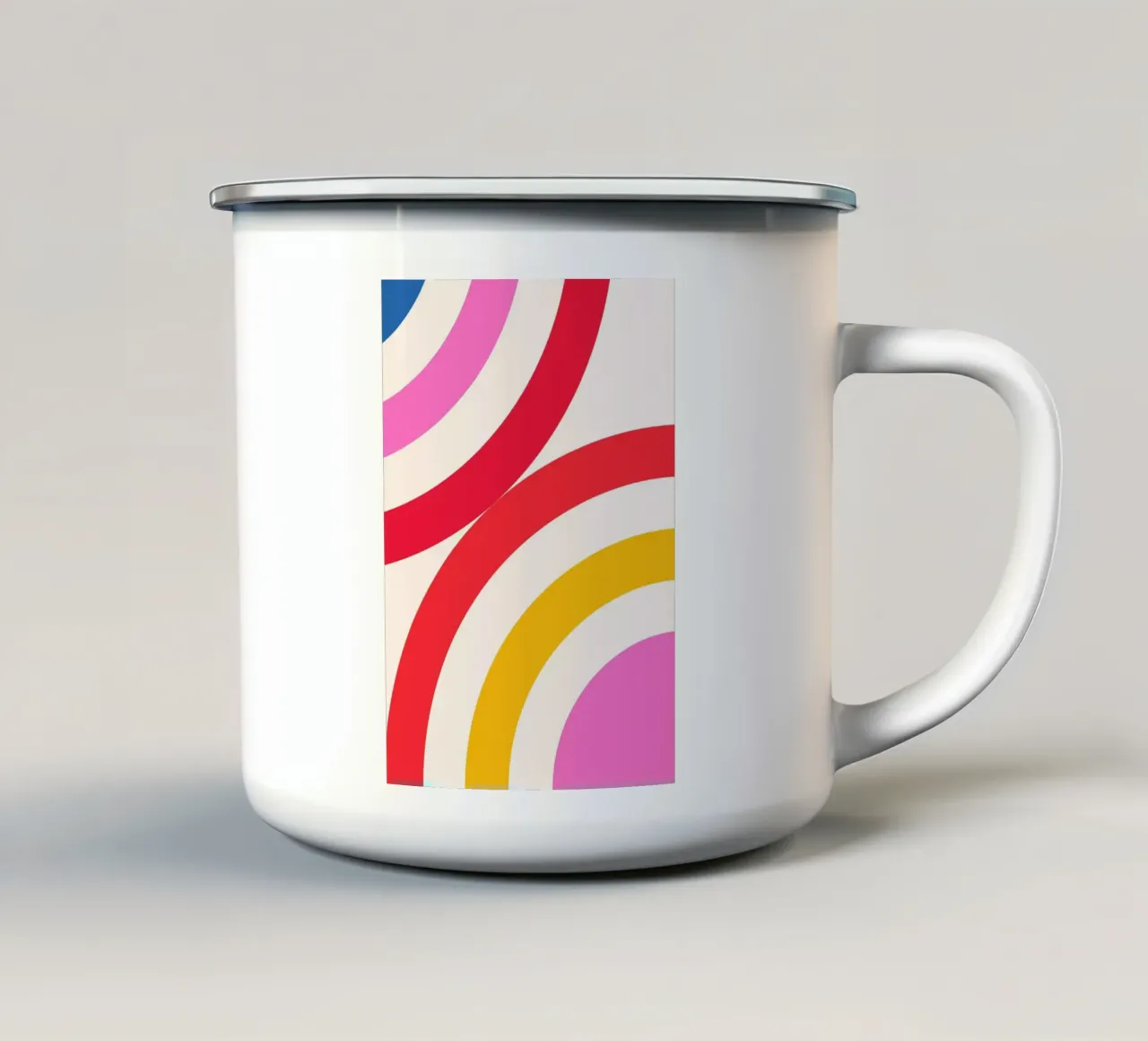 Abstract Colorful Flowing Arcs Art Print enamel mug by NorwesClub
