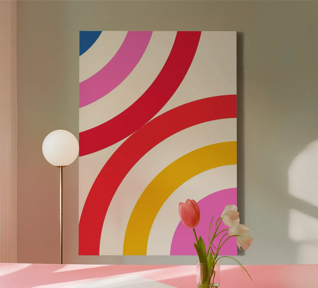 Abstract Colorful Flowing Arcs Art Print canvas by NorwesClub