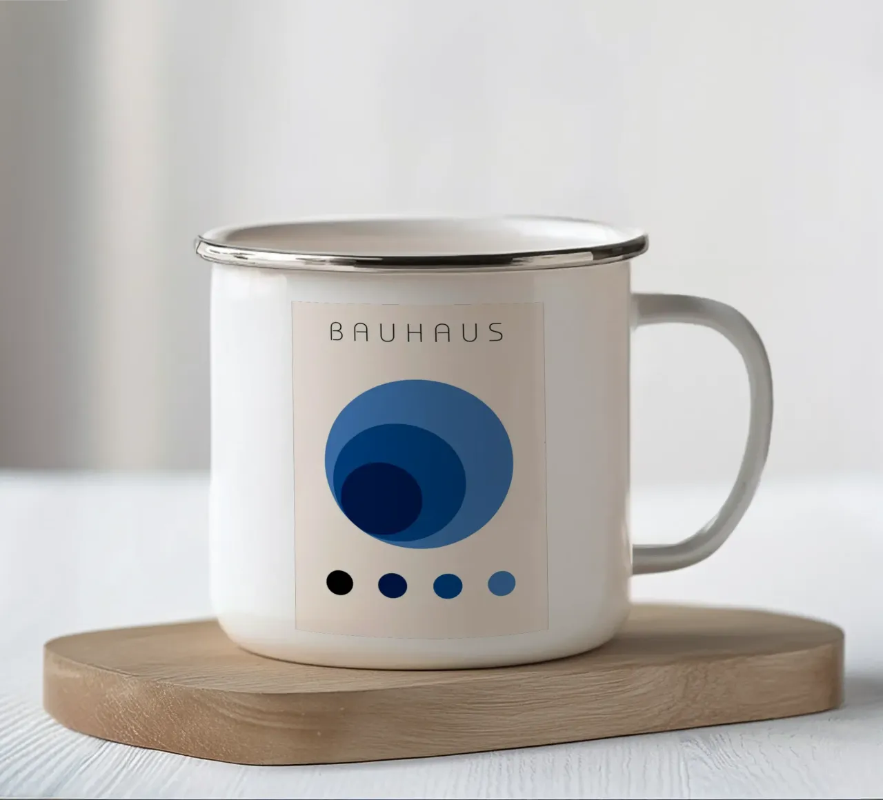 Bauhaus astratto cerchi blu studio del colore Arte tazza in smalto da NorwesClub