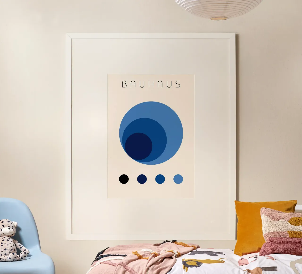 Bauhaus abstracte blauwe cirkels kleurstudie kunst poster van NorwesClub