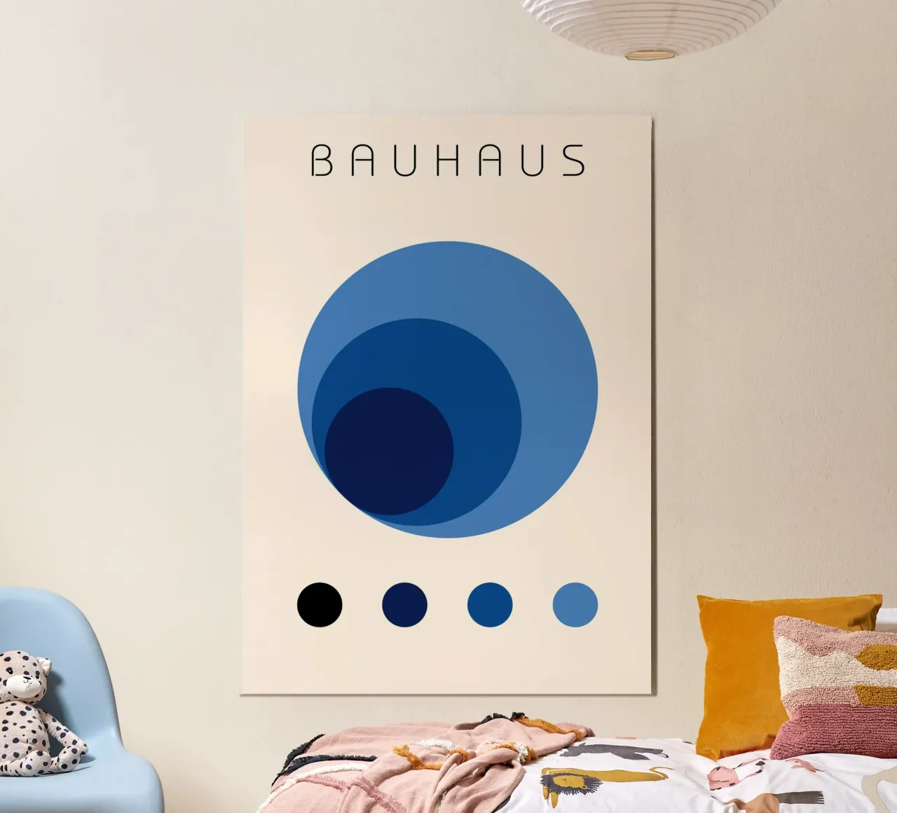 Bauhaus abstracte blauwe cirkels kleurstudie kunst poster van NorwesClub