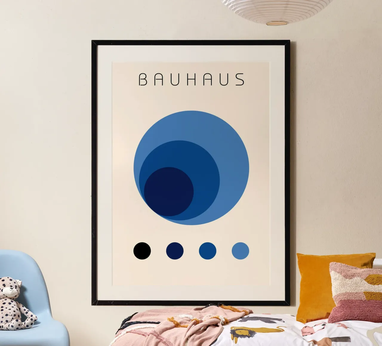 Bauhaus abstracte blauwe cirkels kleurstudie kunst poster van NorwesClub