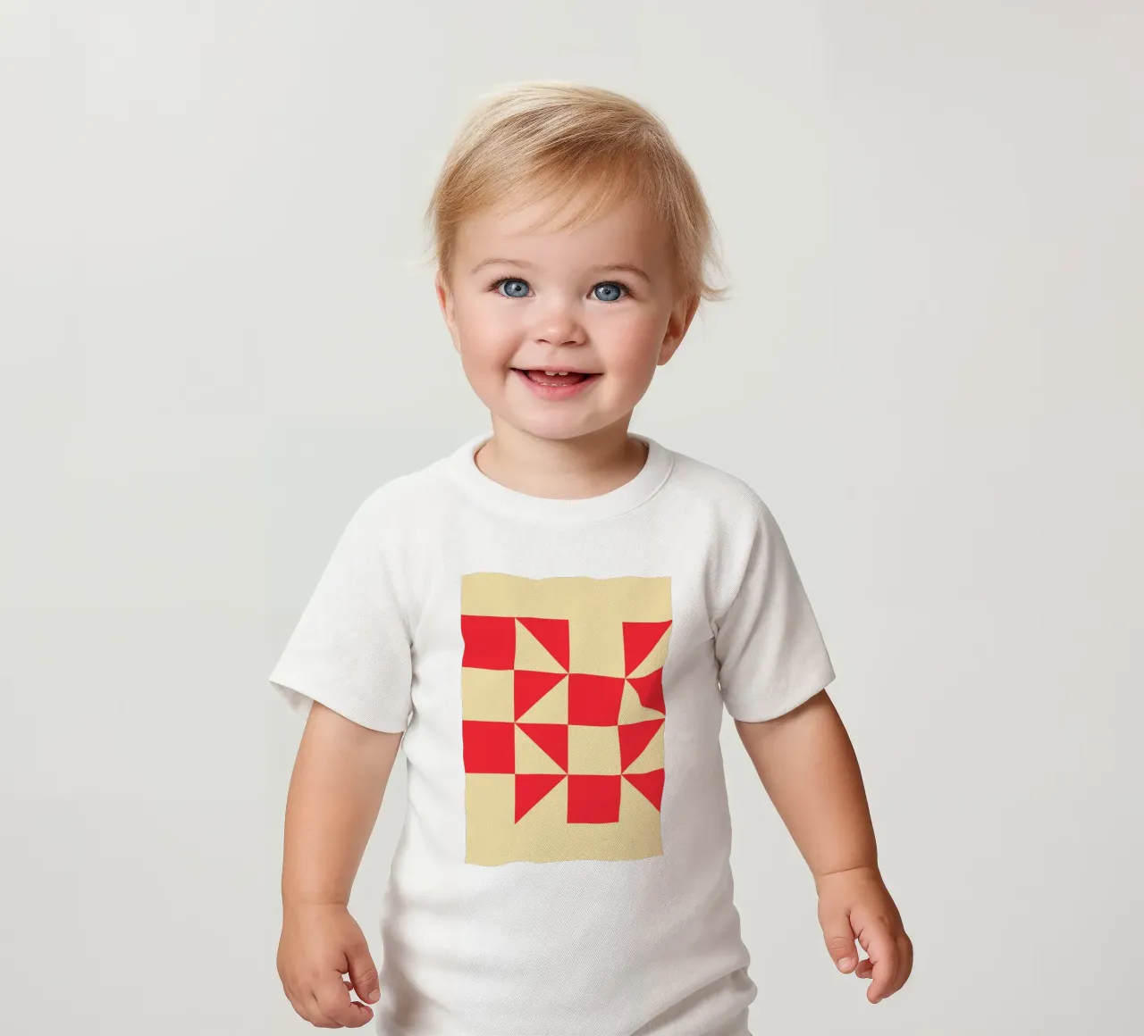 Geometric Red Square Triangle Pattern Art baby t-shirt by NorwesClub