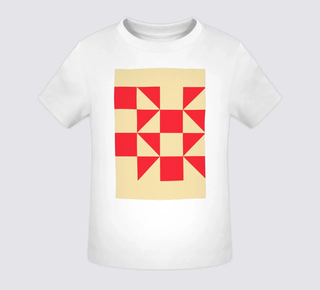 Geometric Red Square Triangle Pattern Art baby t-shirt by NorwesClub