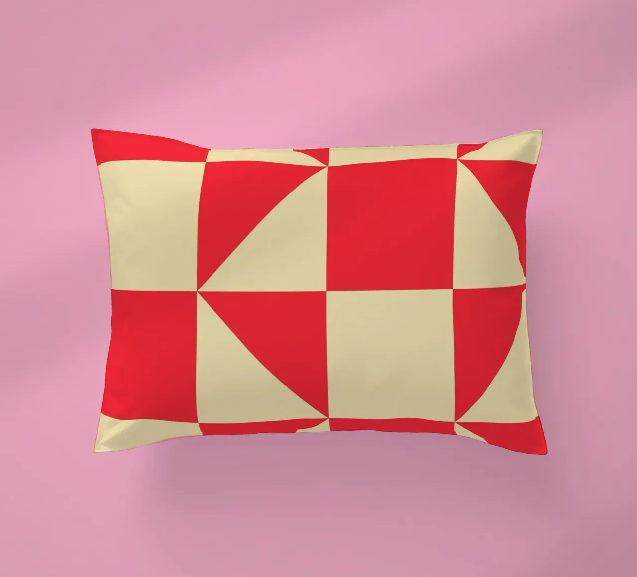 Geometric Red Square Triangle Pattern Art decorative cushion by NorwesClub