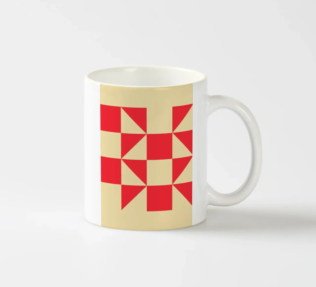 Geometric Red Square Triangle Pattern Art ceramic mug by NorwesClub