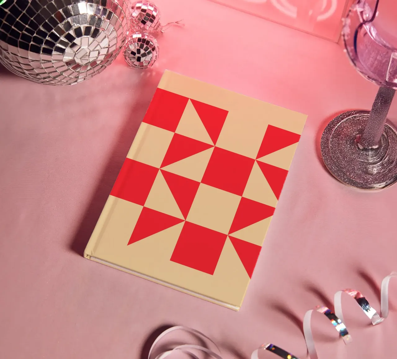 Geometric Red Square Triangle Pattern Art notebook by NorwesClub