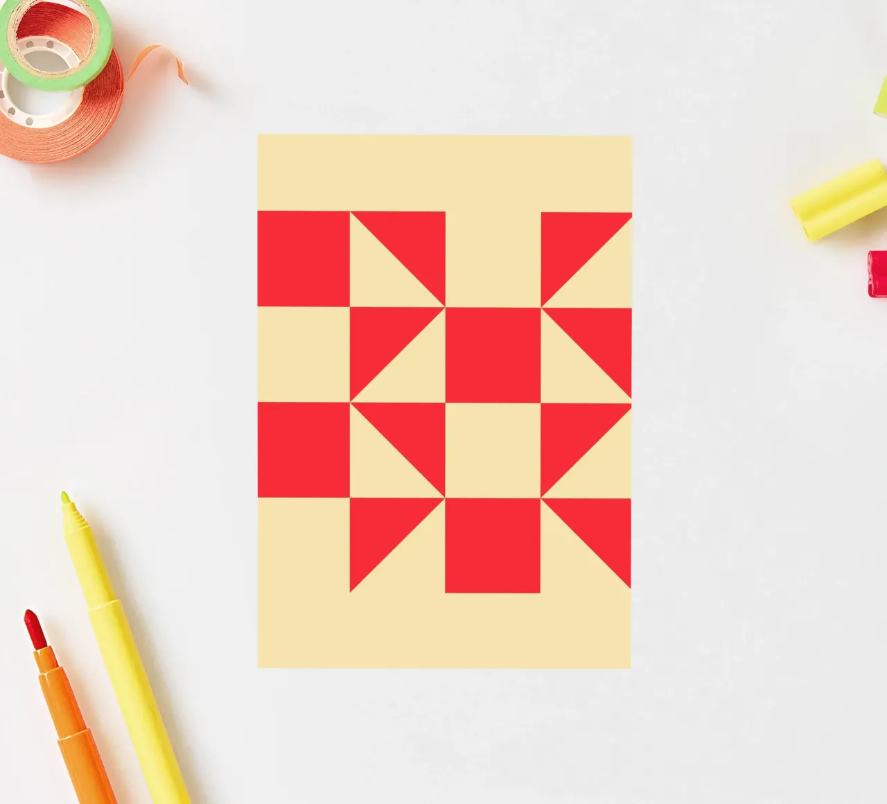 Geometric Red Square Triangle Pattern Art sticker by NorwesClub