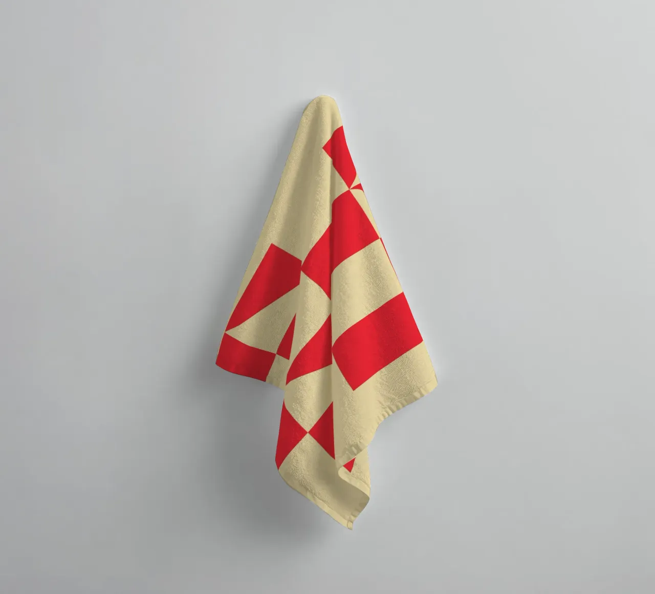 Geometric Red Square Triangle Pattern Art towel by NorwesClub