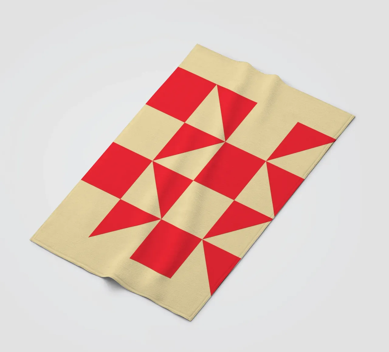 Geometric Red Square Triangle Pattern Art fleece blanket by NorwesClub