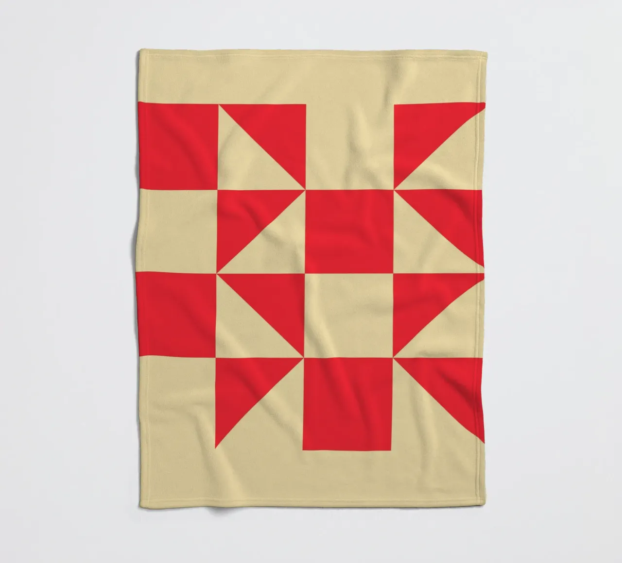 Geometric Red Square Triangle Pattern Art fleece blanket by NorwesClub