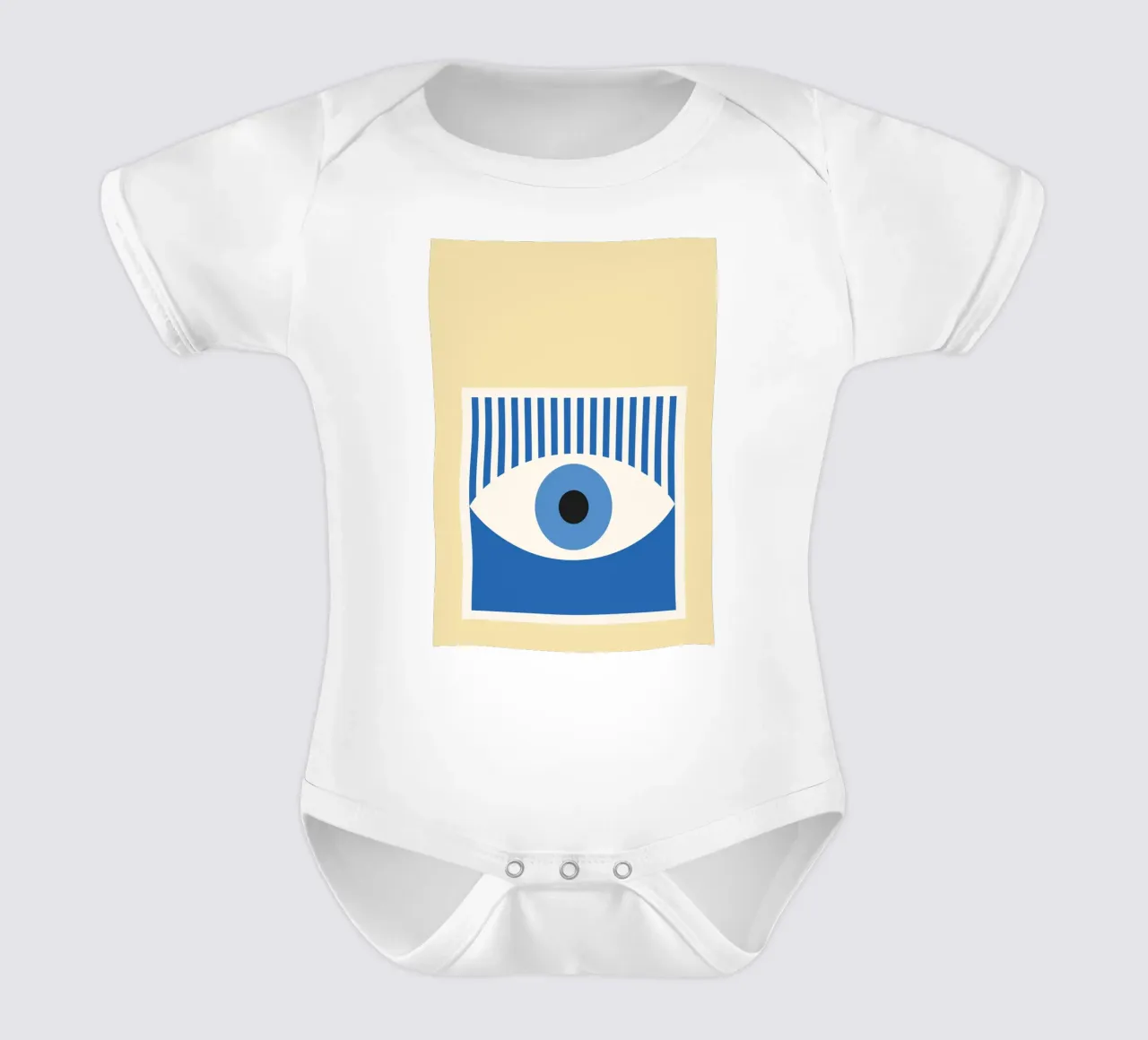 Boho muurkunst print met boze ogen babyrompertje korte mouwen van NorwesClub