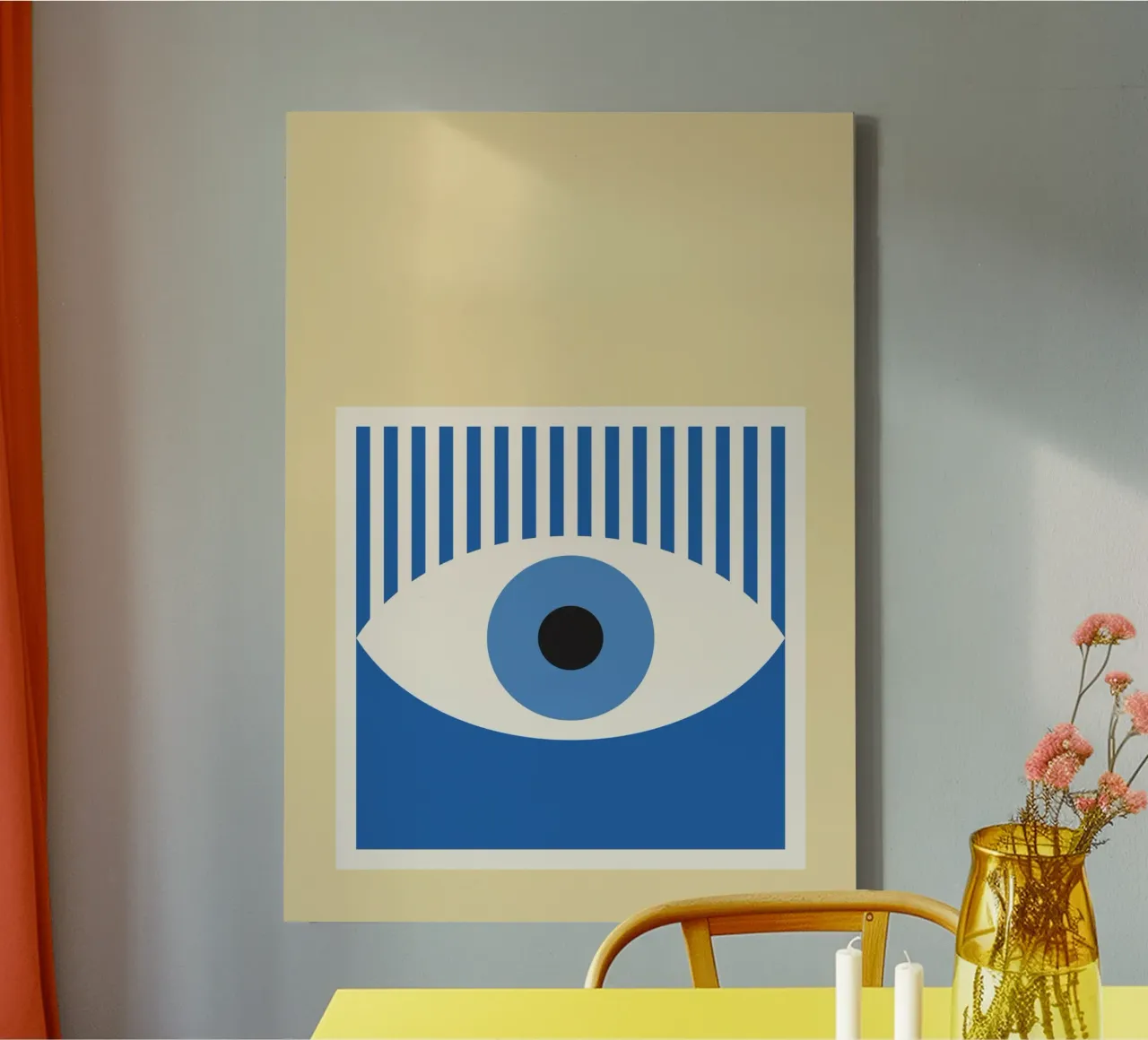 Boho muurkunst print met boze ogen canvas met Baklijst van NorwesClub