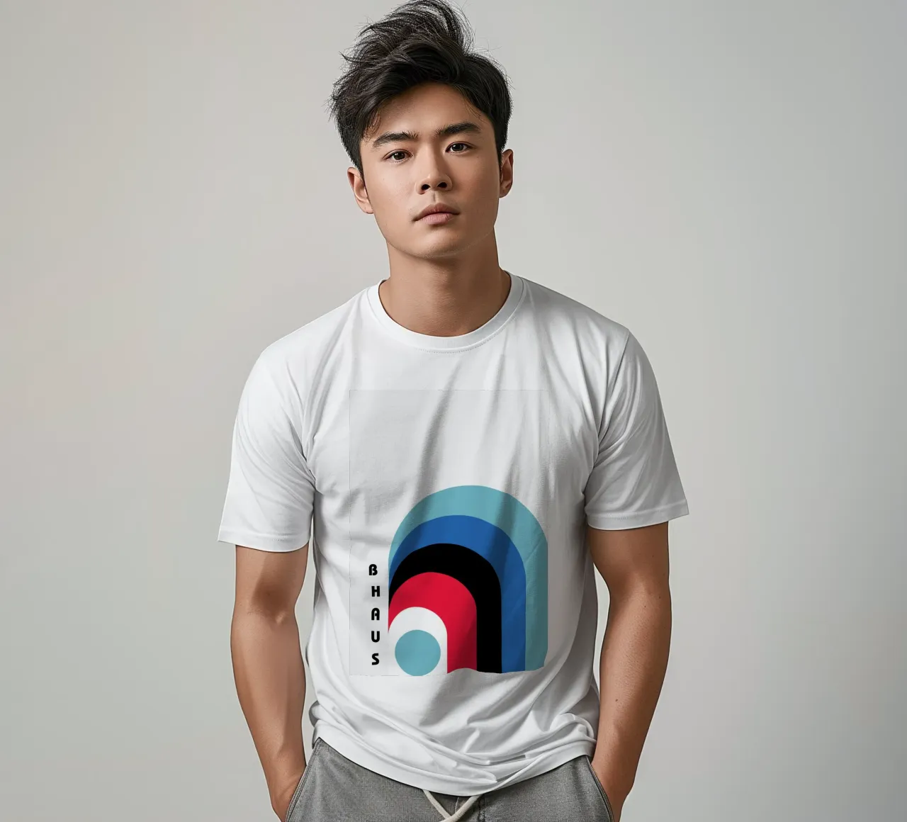 Curve geometriche astratte stratificate Bauhaus t-shirt da NorwesClub