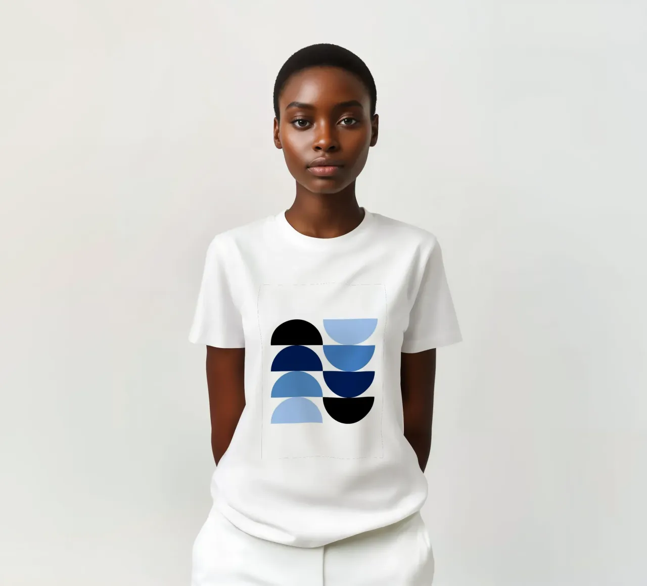 Minimalistische Geometrische Blauwe Halve Cirkels Raster Kunst t-shirt van NorwesClub