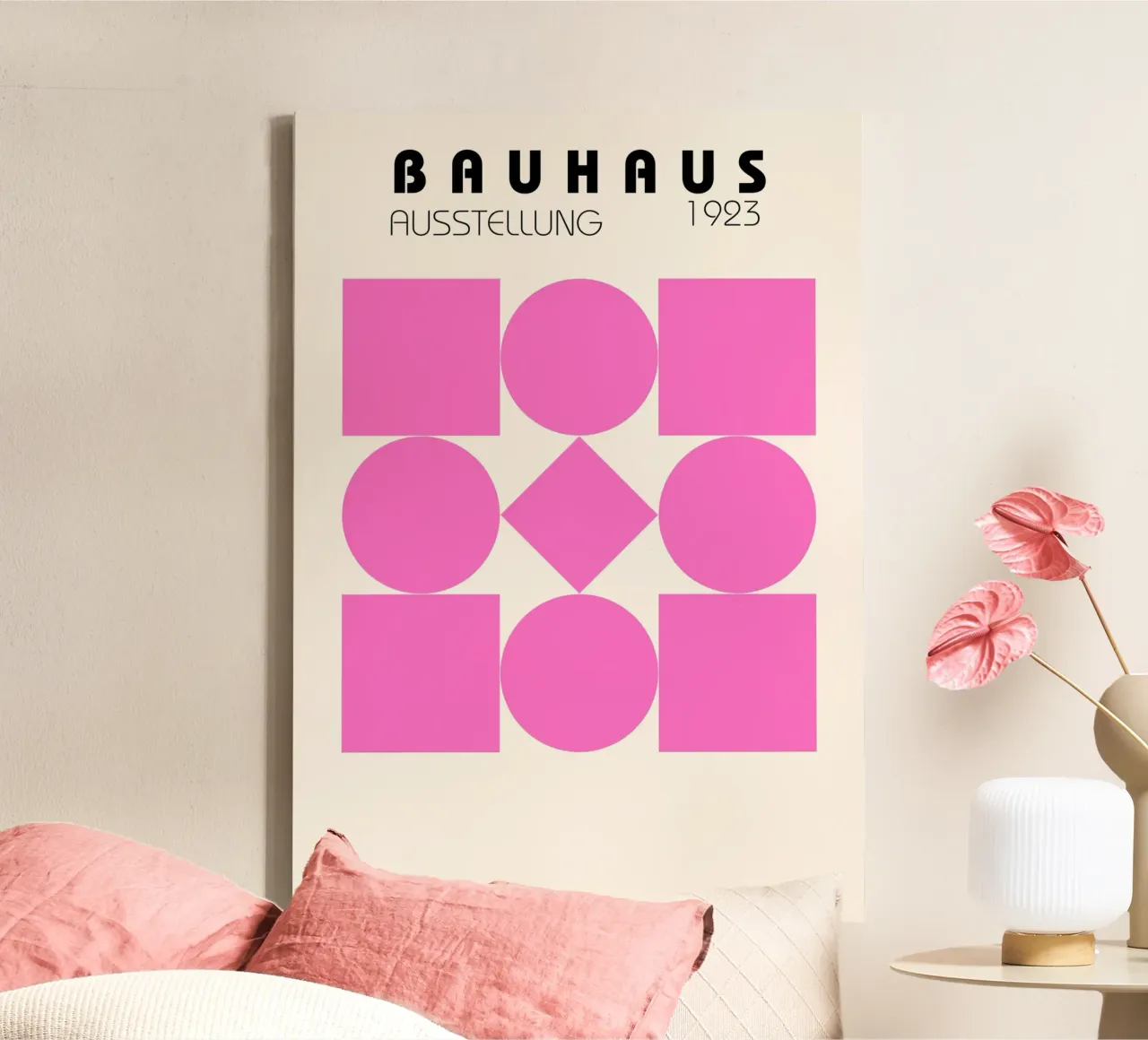 Póster de formas geométricas rosas Bauhaus 1923 lienzo de NorwesClub