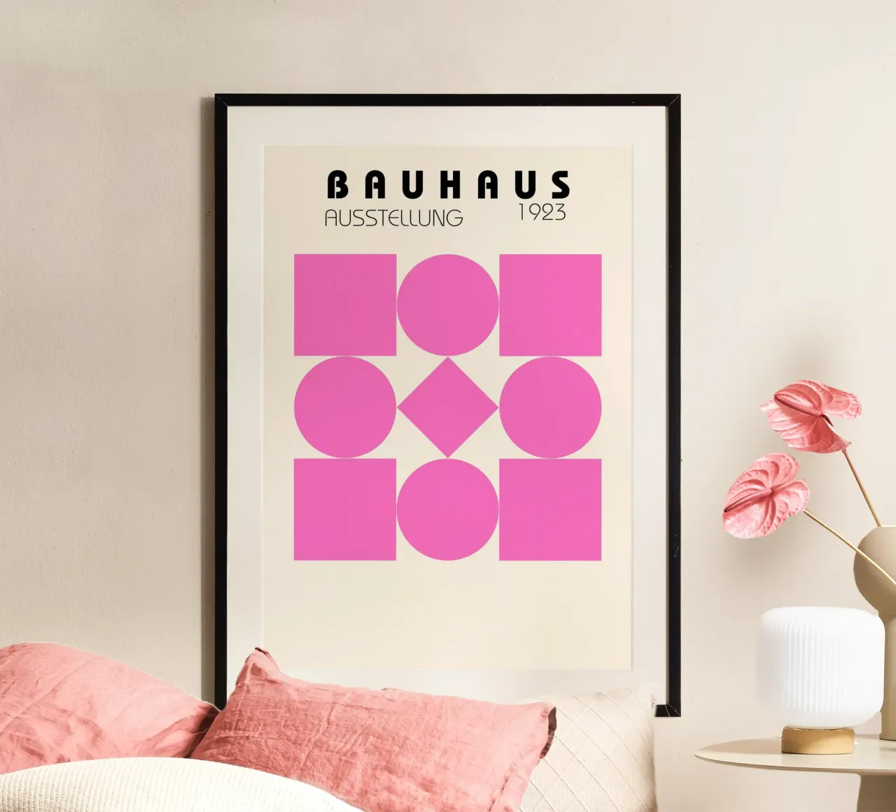 Poster Bauhaus 1923 Forme geometriche rosa carta hahnemühle da NorwesClub