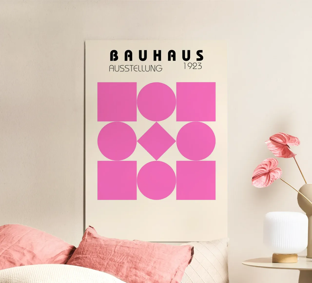 Poster Bauhaus 1923 Forme geometriche rosa carta hahnemühle da NorwesClub