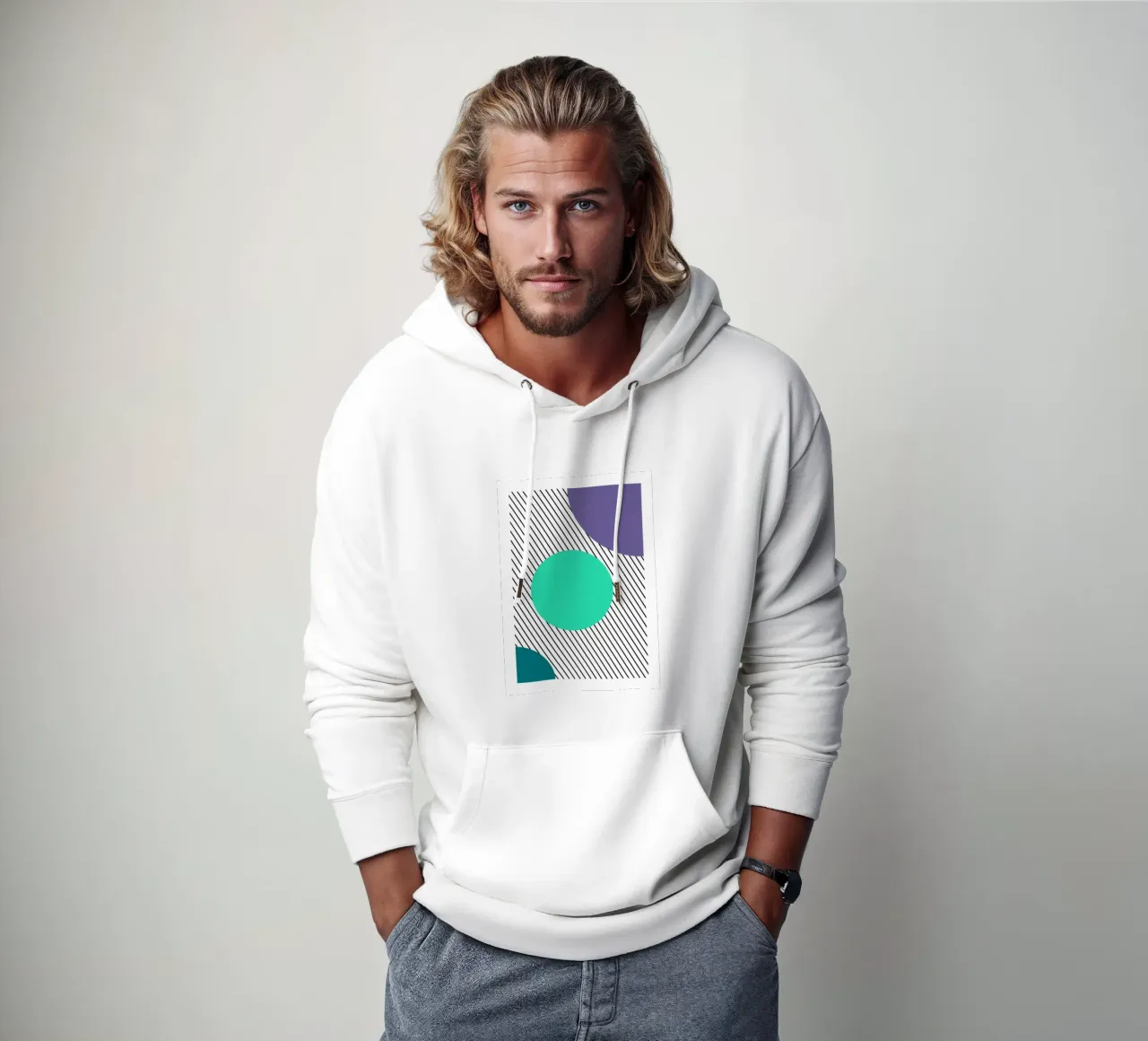 Abstract Geometric Shapes Diagonal Lines Art sudadera con capucha de NorwesClub