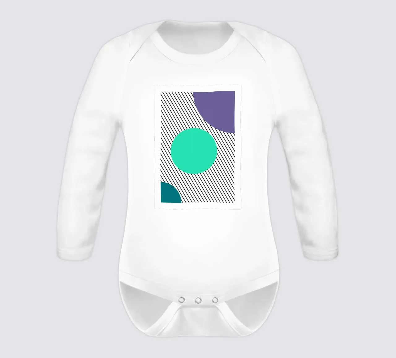 Abstract Geometric Shapes Diagonal Lines Art long-sleeve baby romper by NorwesClub