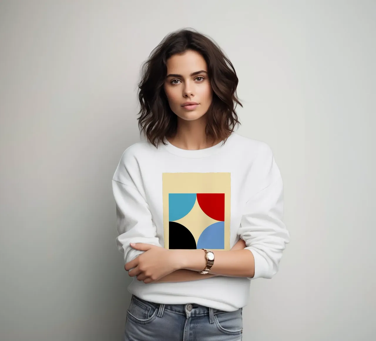 Arte astratta geometrica con curve a quattro colori felpa da NorwesClub