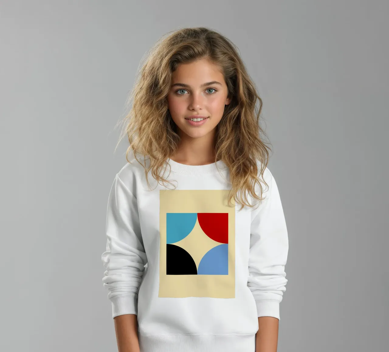 Arte astratta geometrica con curve a quattro colori felpa bambino da NorwesClub