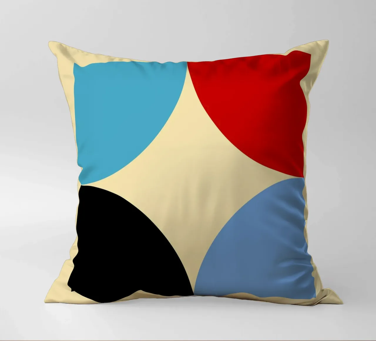 Arte astratta geometrica con curve a quattro colori cuscino da NorwesClub