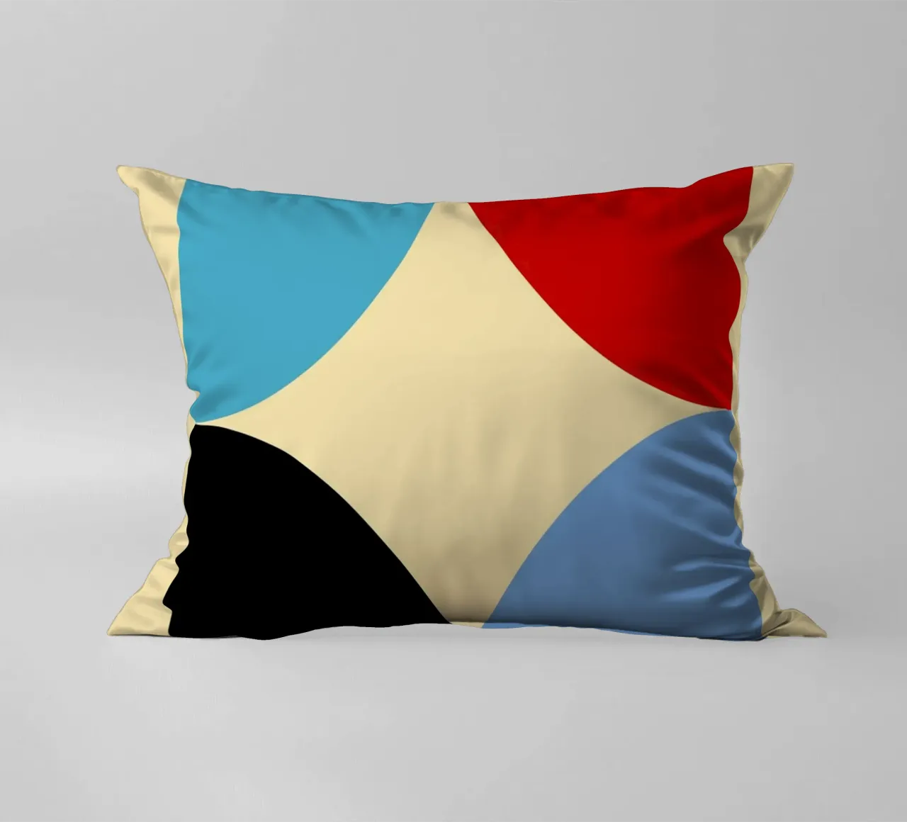 Arte astratta geometrica con curve a quattro colori cuscino da NorwesClub