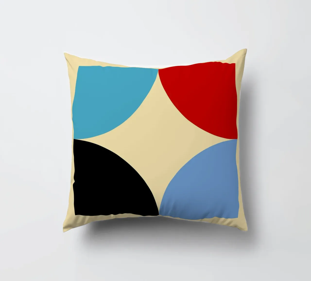 Arte astratta geometrica con curve a quattro colori cuscino da NorwesClub