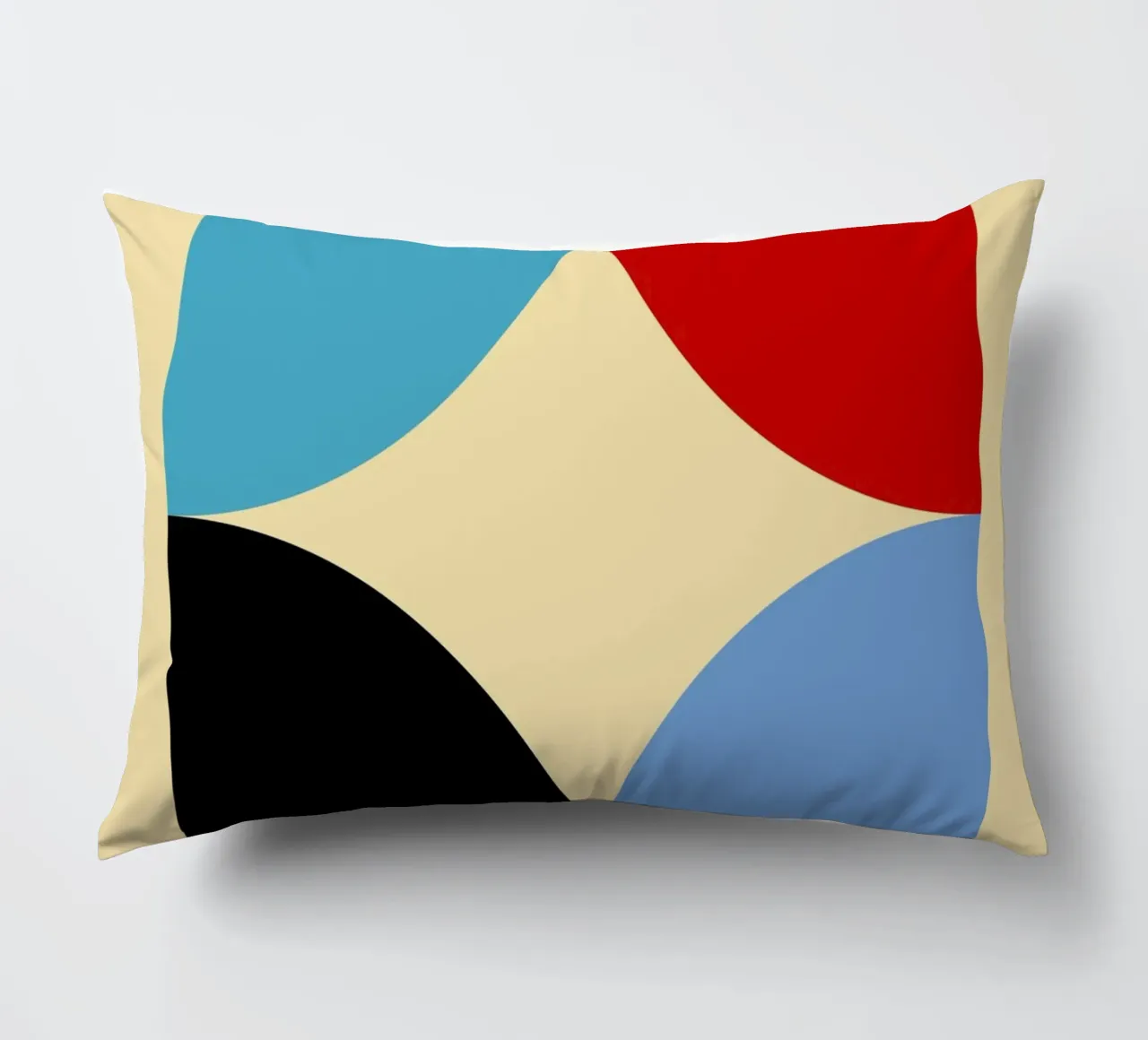 Arte astratta geometrica con curve a quattro colori cuscino da NorwesClub