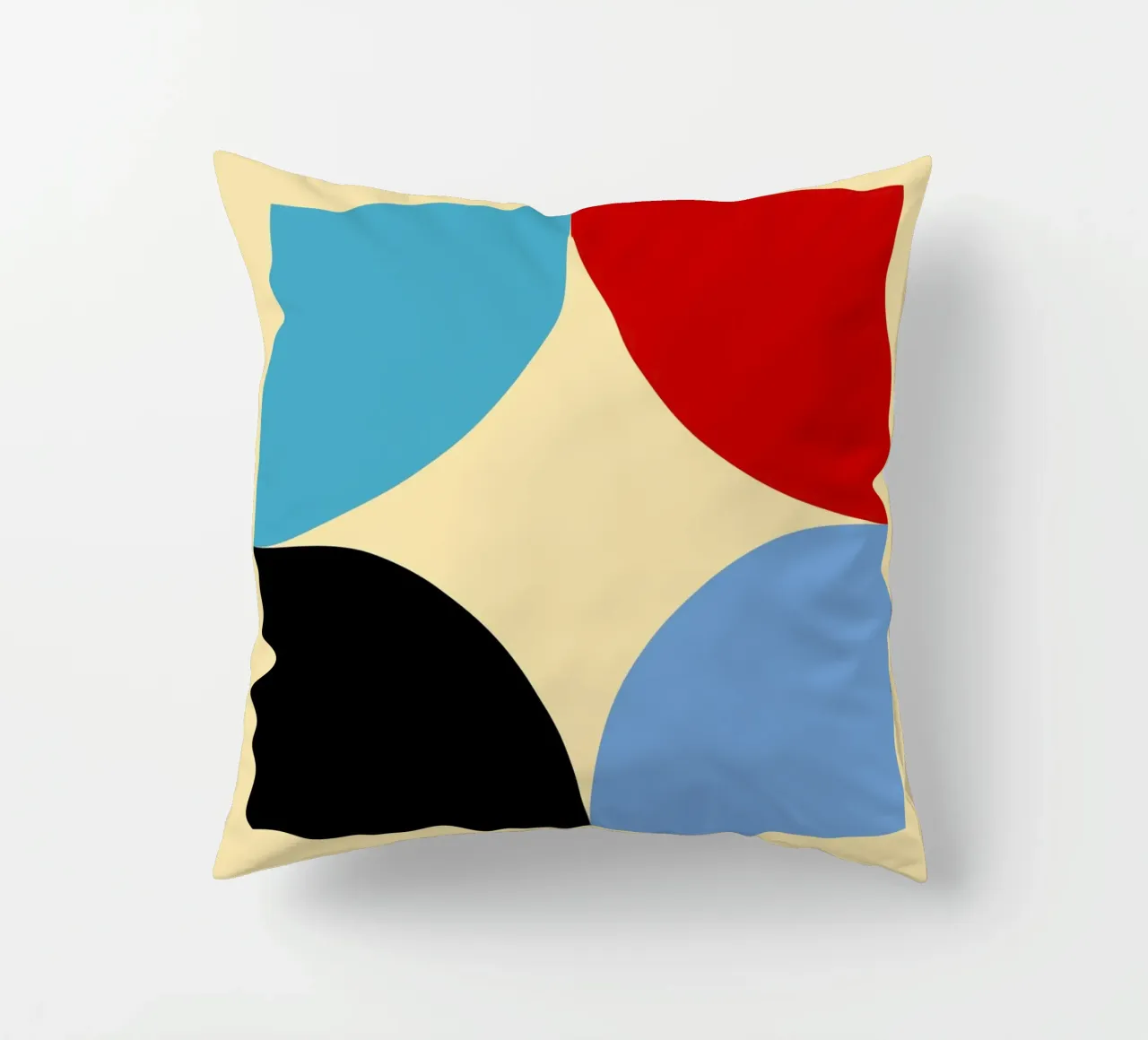 Arte astratta geometrica con curve a quattro colori cuscino da NorwesClub