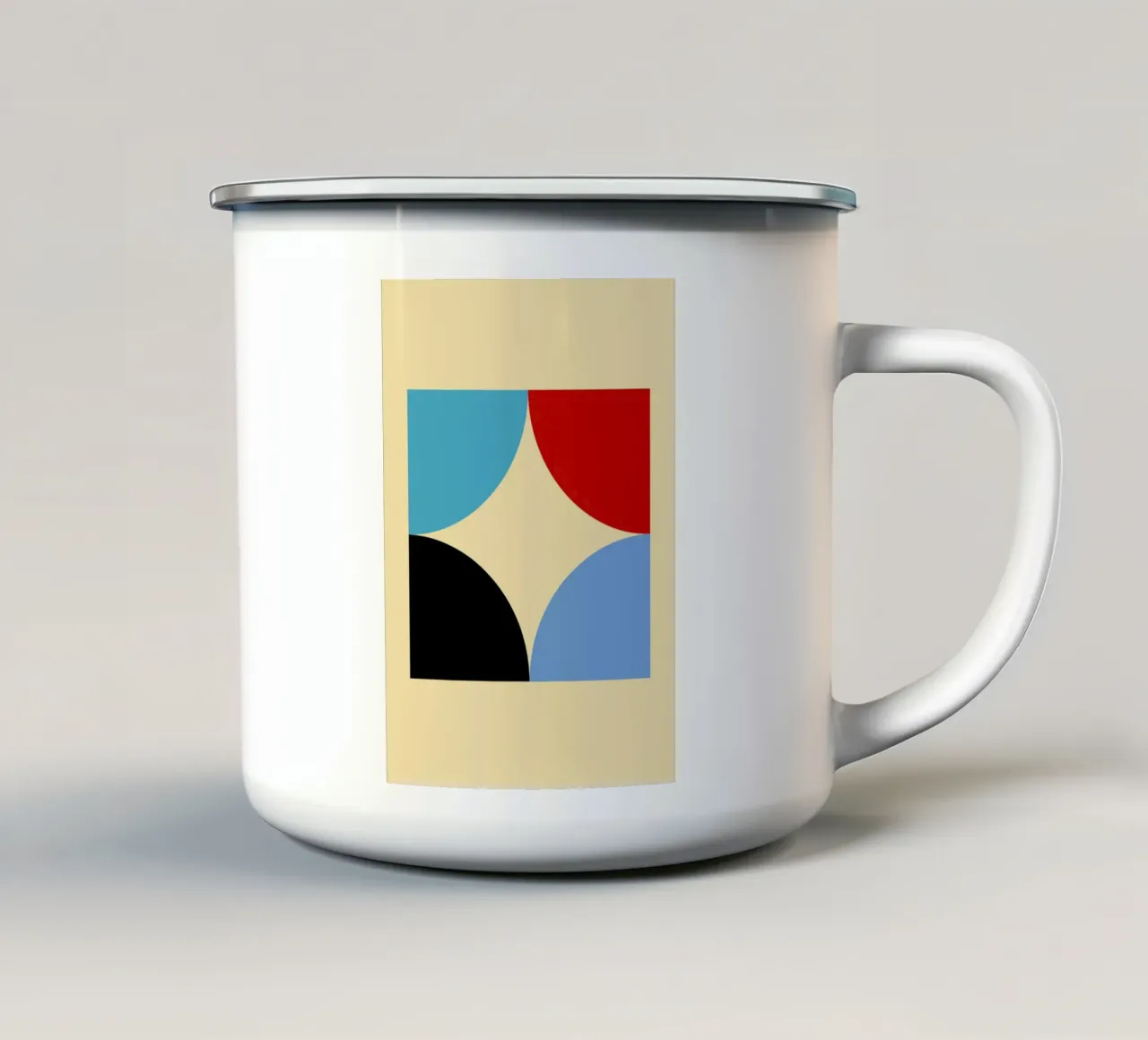 Arte astratta geometrica con curve a quattro colori tazza in smalto da NorwesClub