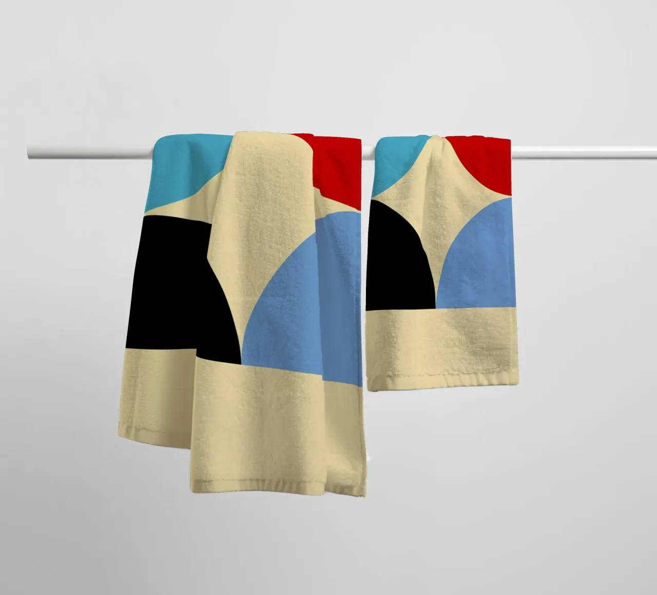 Arte astratta geometrica con curve a quattro colori asciugamano da bagno da NorwesClub