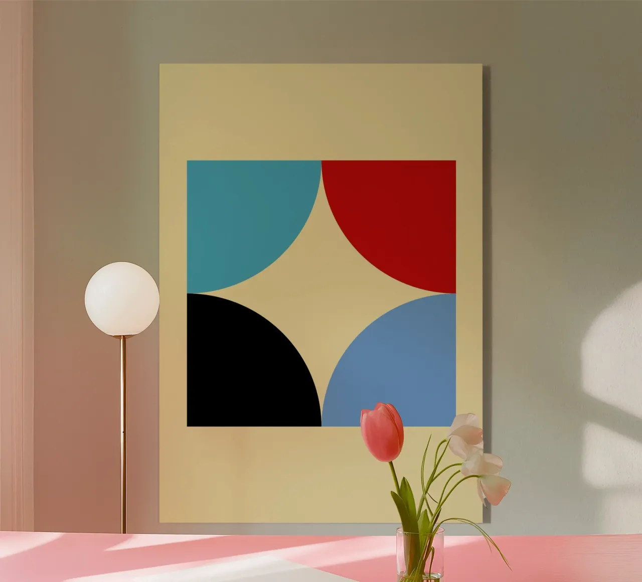 Arte astratta geometrica con curve a quattro colori plexiglass da NorwesClub