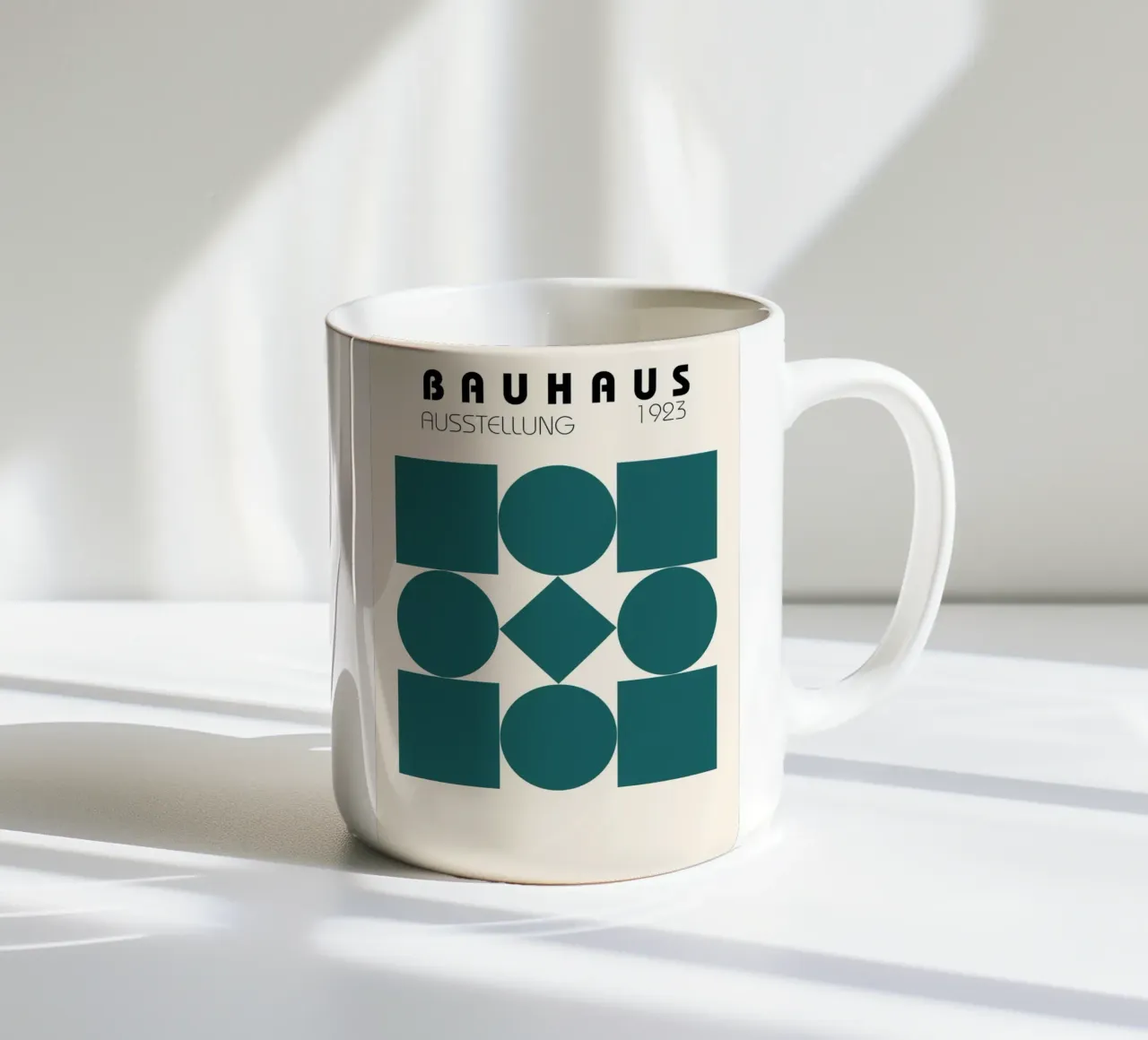 Poster Bauhaus 1923 Forme geometriche verde acqua tazza in ceramica da NorwesClub