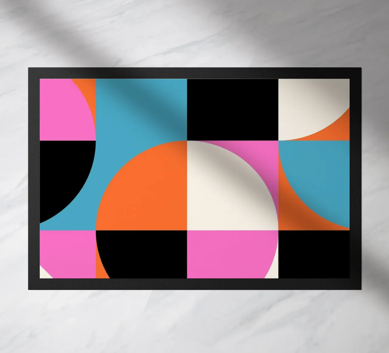 Bauhaus Style Vibrant Geometric Pattern Art doormat by NorwesClub