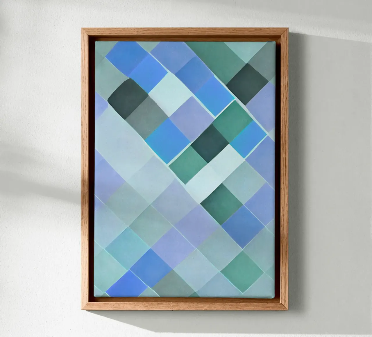 Geometric Tile Abstract Optical Illusion Art canvas with Floater frame by NorwesClub