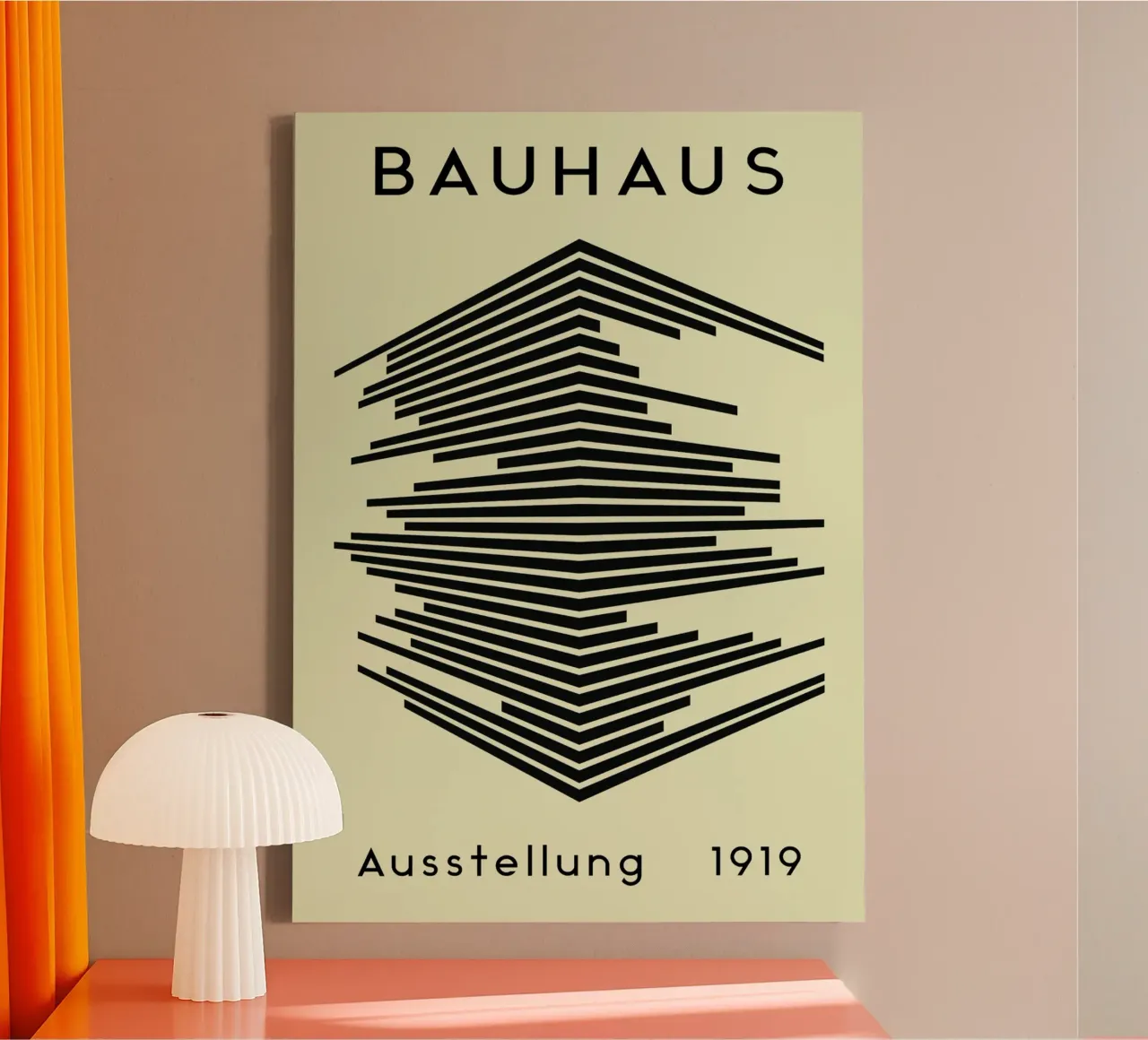 Iconic Bauhaus 1919 Abstract Line Structure canvas with Floater frame by NorwesClub