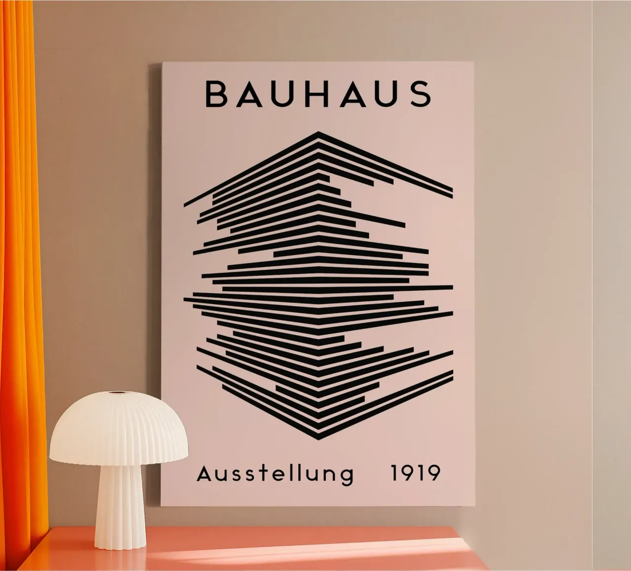 Bauhaus 1919 Tentoonstelling Abstracte Lijnkunst canvas met Baklijst van NorwesClub