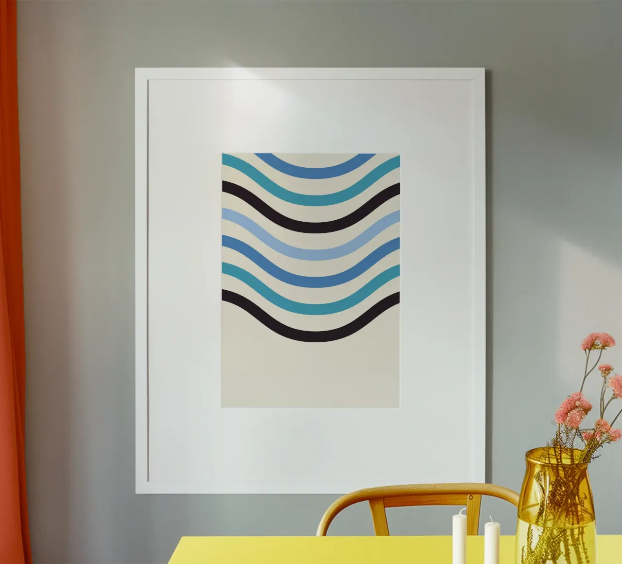 Abstrakte fließende wellige blaue Linien Wandkunst Poster von NorwesClub