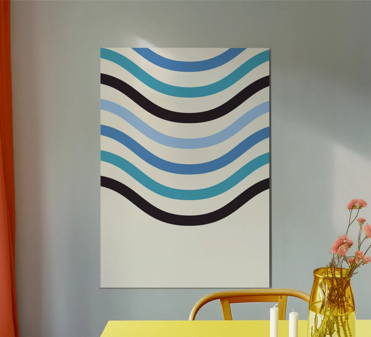 Abstrakte fließende wellige blaue Linien Wandkunst Poster von NorwesClub