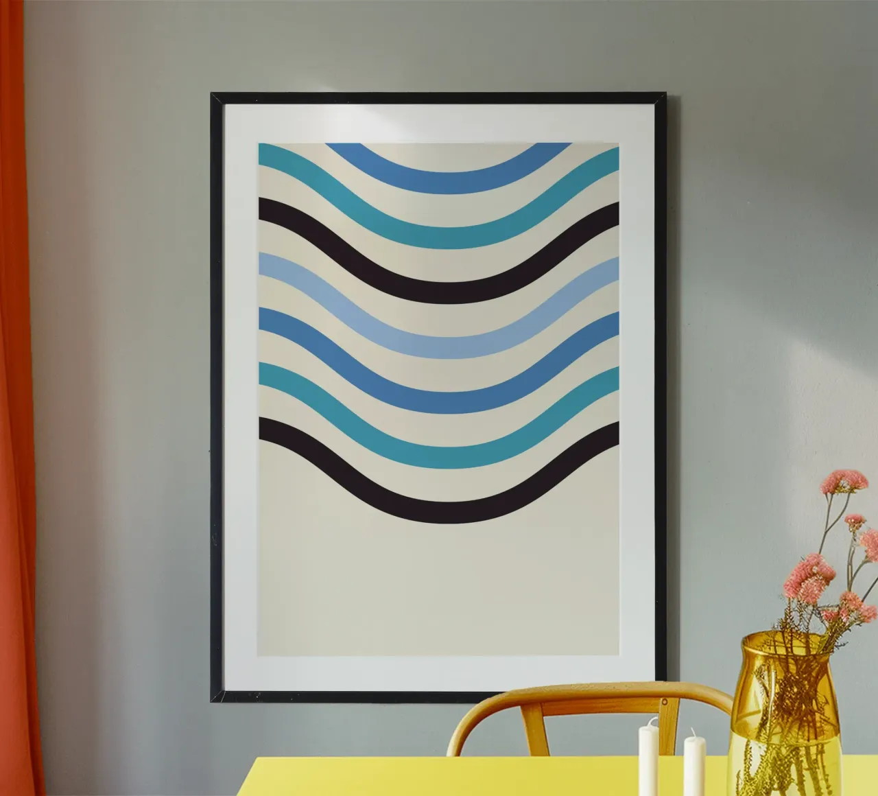 Abstrakte fließende wellige blaue Linien Wandkunst Poster von NorwesClub