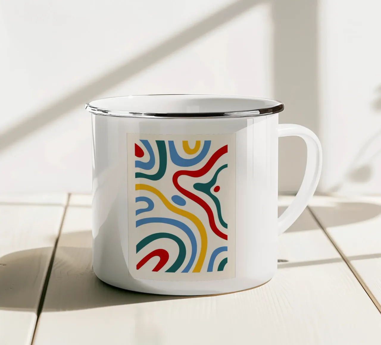 Arte murale astratta di forme organiche colorate tazza in smalto da NorwesClub