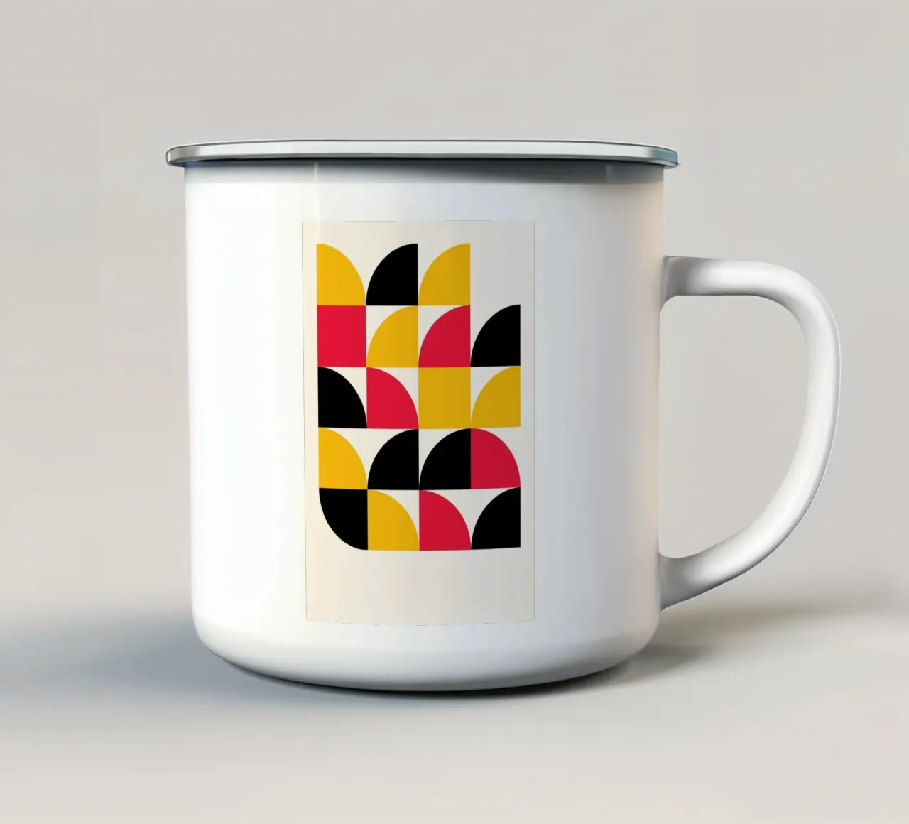 Bauhaus Geometrico Rosso Giallo Nero tazza in smalto da NorwesClub