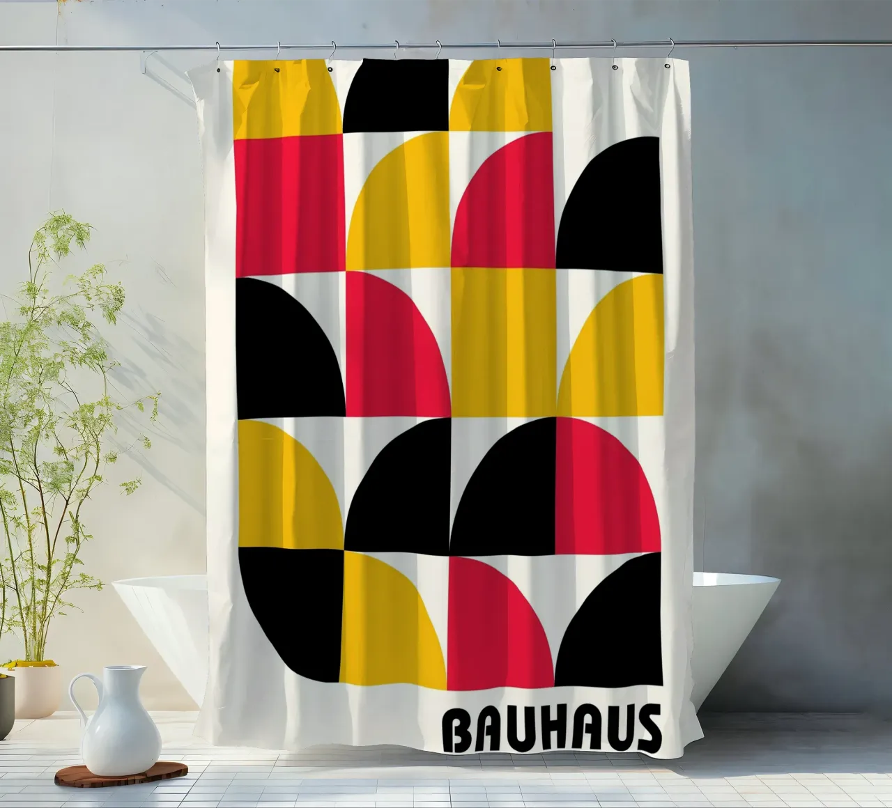 Bauhaus Style Geometric Tile Pattern Art Duschvorhang von NorwesClub